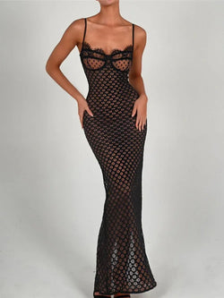 Mozision Elegant Spaghetti Strap Maxi Dress - Rückenfreies Partykleid | tif-shop24.de