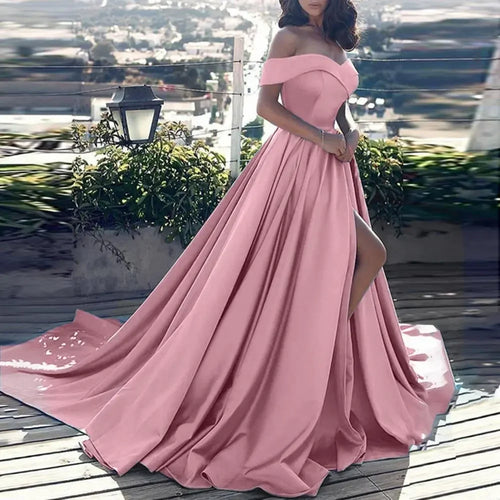 Formal Dress Off Shoulder High Slit Floor Length Prom Long Dress Sexy Split-end Temperament Elegant | tif-shop24.de