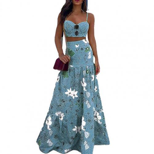 Sommer Floral Print Maxi Kleid Gesetzt Sling Kleid | tif-shop24.de