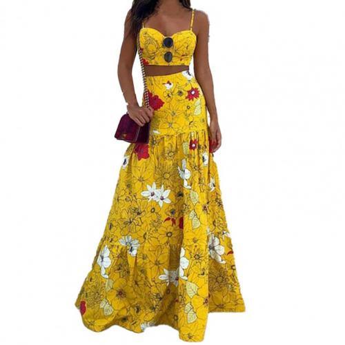Sommer Floral Print Maxi Kleid Gesetzt Sling Kleid - tif-shop24.de