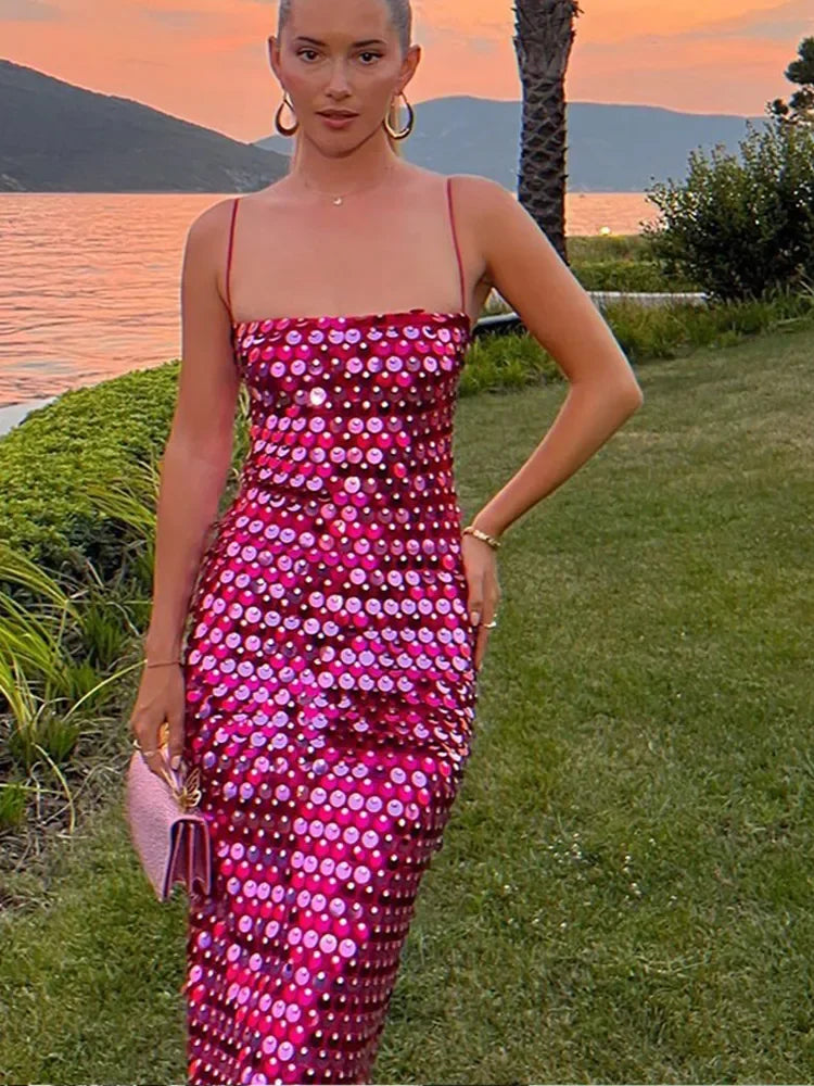 Sequin Party Women Backless Slim Hip Package Midi Female | tif-shop24.de