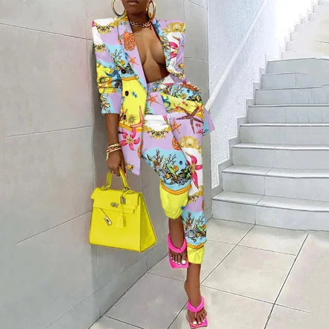 Blazer Coat +pants Set Two Piece Autumn Winter Office Jacket Suit Female Fashion OL Pant Formal Set Streetwear | tif-shop24.de