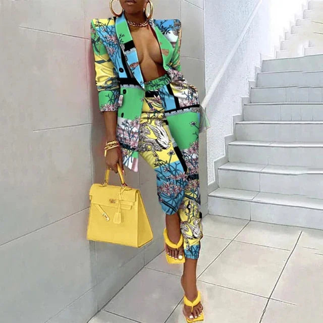 Blazer Coat +pants Set Two Piece Autumn Winter Office Jacket Suit Female Fashion OL Pant Formal Set Streetwear | tif-shop24.de