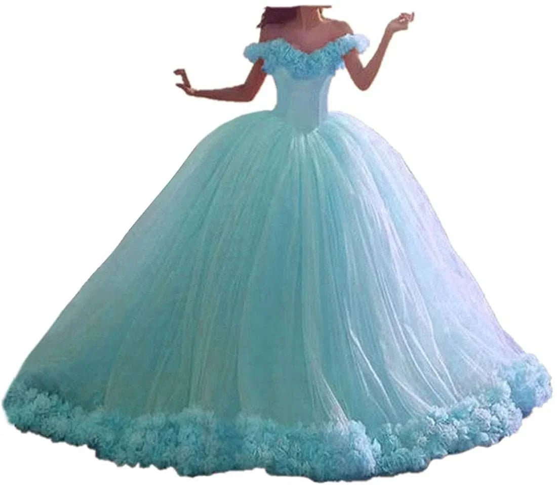 Off Schulter Quinceanera Süße Maskerade Rosa Ballkleid Handgemachte Blumen Vestido De Festa Debütantin Kleider Abend Party | tif-shop24.de