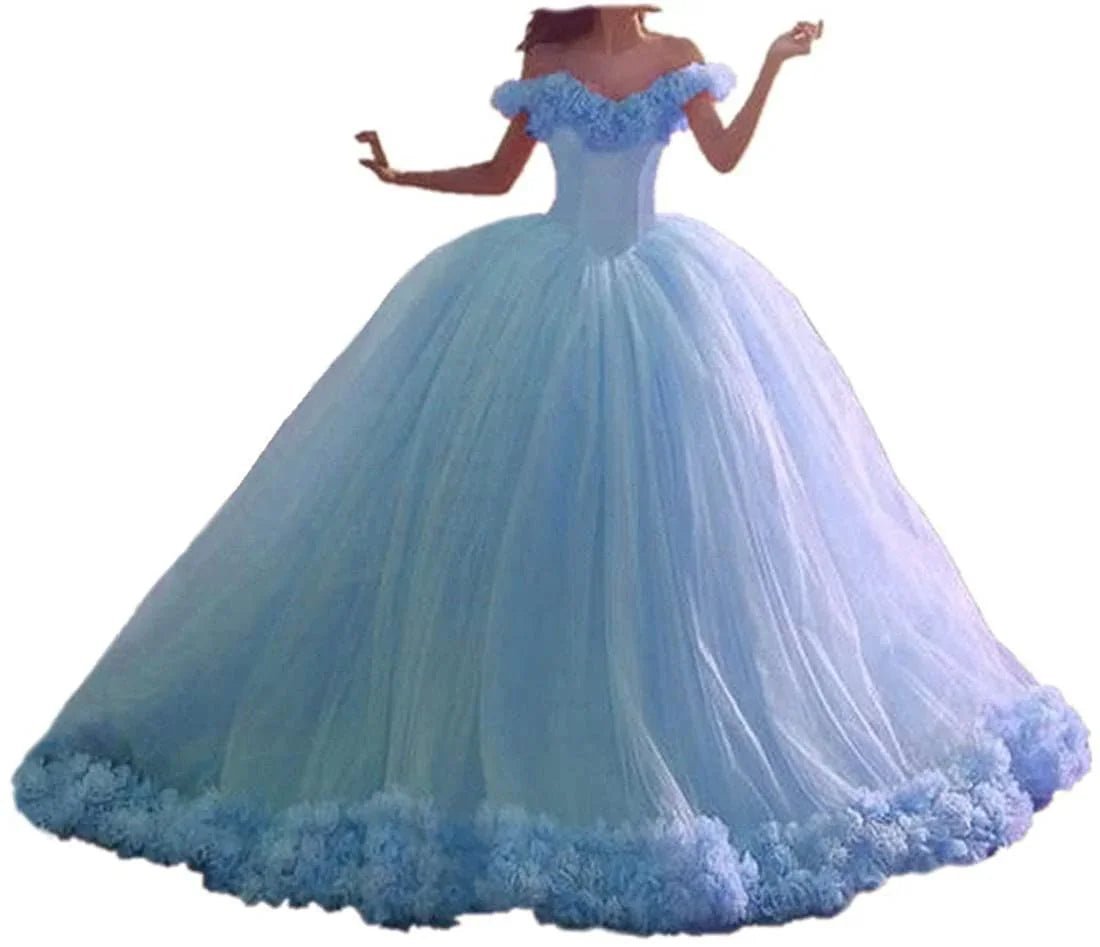 Off Schulter Quinceanera Süße Maskerade Rosa Ballkleid Handgemachte Blumen Vestido De Festa Debütantin Kleider Abend Party | tif-shop24.de