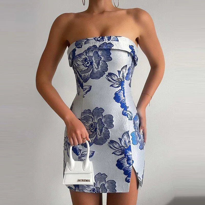 Sexy Ladies Liebsten Backless Floral Print Mini Kleid Elegante Sleeveless Dünnen Sommer Casual Strand Party Vestidos | tif-shop24.de