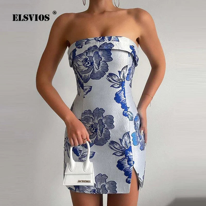 Sexy Ladies Liebsten Backless Floral Print Mini Kleid Elegante Sleeveless Dünnen Sommer Casual Strand Party Vestidos - tif-shop24.de