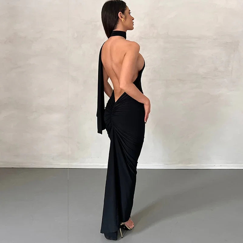 Backless Maxi Dresses For Elegant Mermaid Long Party Evening Dress Bandage Ruched Bodycon Dress | tif-shop24.de