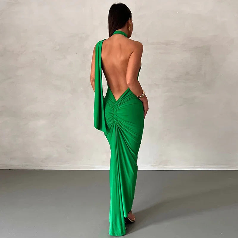 Backless Maxi Dresses For Elegant Mermaid Long Party Evening Dress Bandage Ruched Bodycon Dress | tif-shop24.de