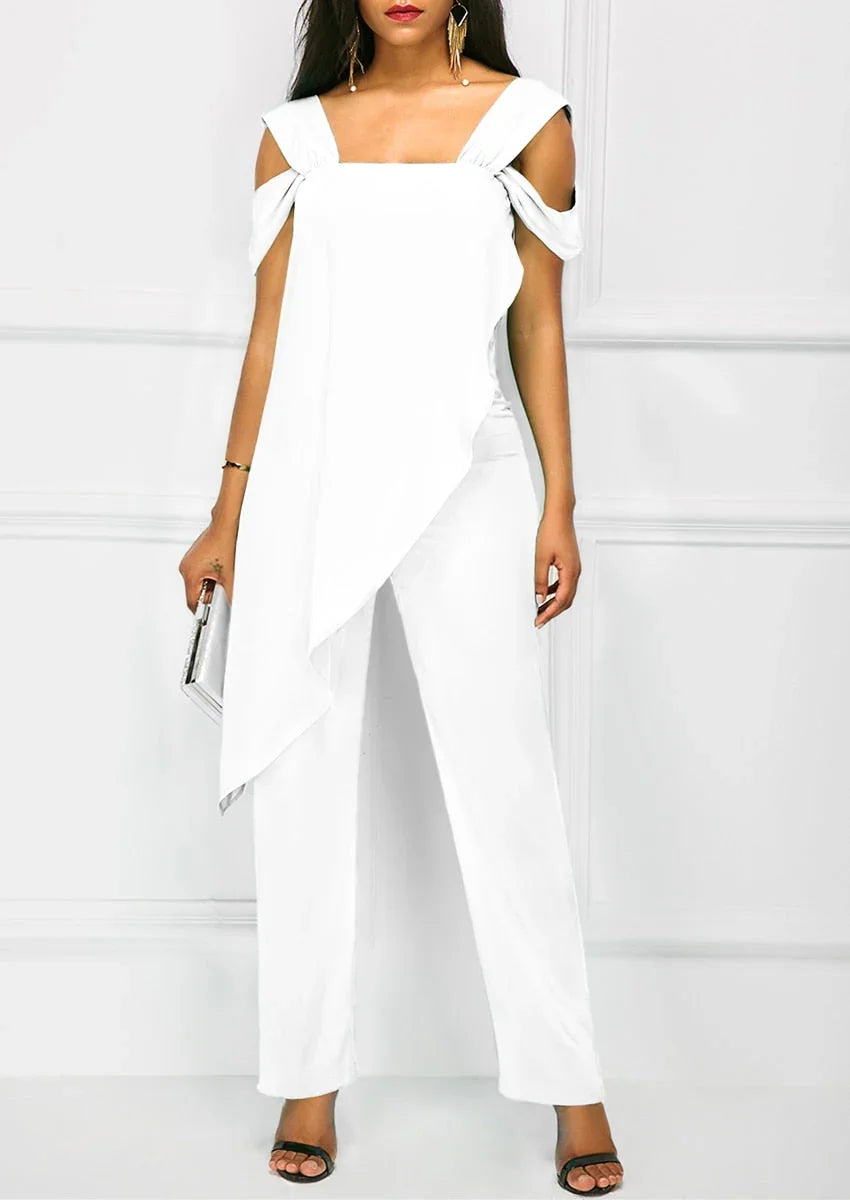 Casual Strap Open Back Overlay Jumpsuit Fashion Cold Shoulder Straight Leg Jumpsuit Plus Size Jumpsuits - tif-shop24.de
