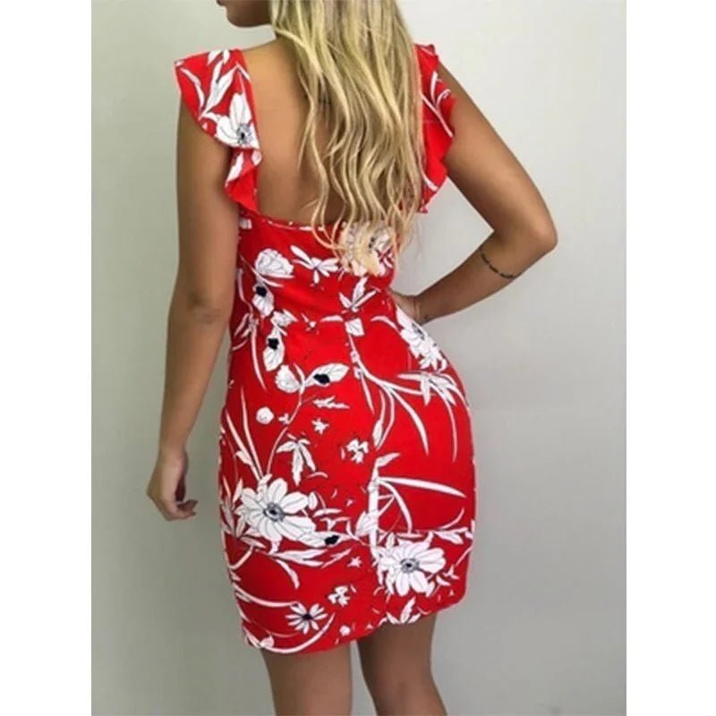 Spaghetti Vestidos Blumen Gedruckt Backless Kleider | tif-shop24.de