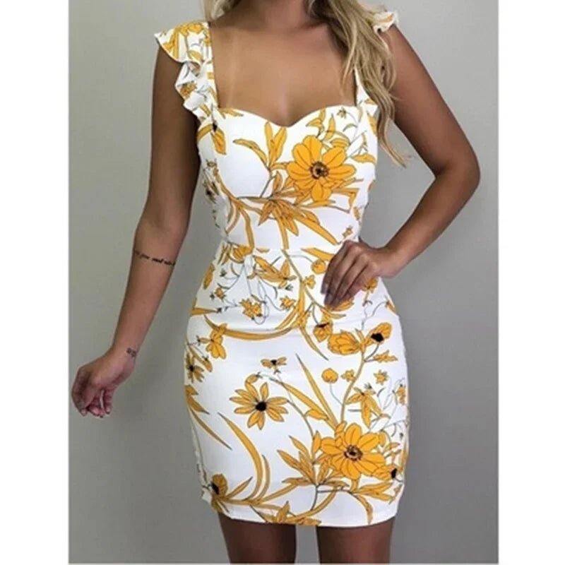 Spaghetti Vestidos Blumen Gedruckt Backless Kleider | tif-shop24.de