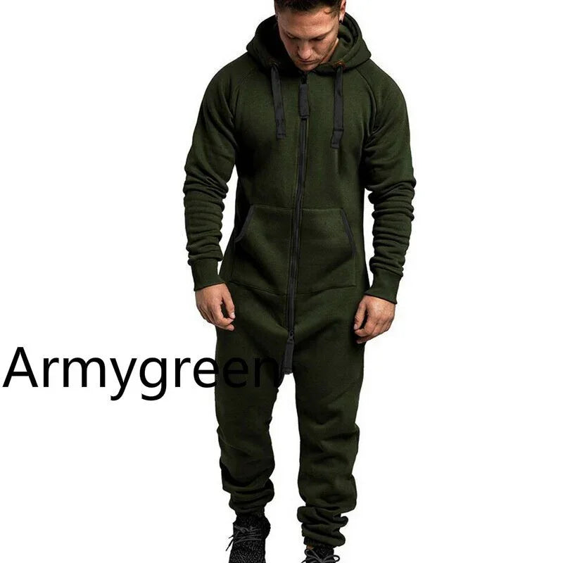 Adisputent One Piece Sets Mit Kapuze Fleece Overall Camouflage Print Persönlichkeit Casual Anzug | tif-shop24.de