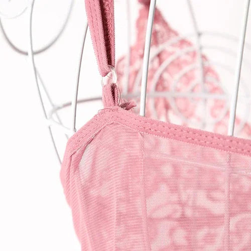 Sexy V-Ausschnitt Spitze Durchsichtig Nachthemd Nachtwäsche Kleid mit G-String | tif-shop24.de