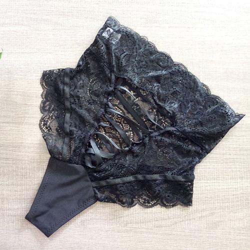Sexy hohle Ausschnitt-Spitze mit hoher Taille Höschen Briefs Unterwäsche Nachtwäsche | tif-shop24.de