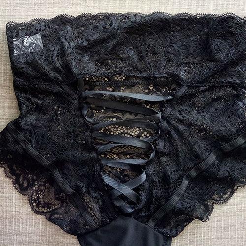 Sexy hohle Ausschnitt-Spitze mit hoher Taille Höschen Briefs Unterwäsche Nachtwäsche - tif-shop24.de