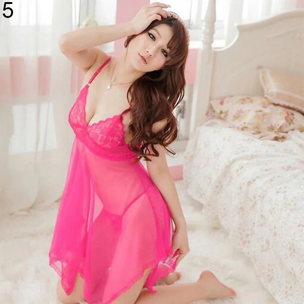 Sexy Lace See Through Nightwear Underwear Sleepwear Dress + G-string Set | tif-shop24.de