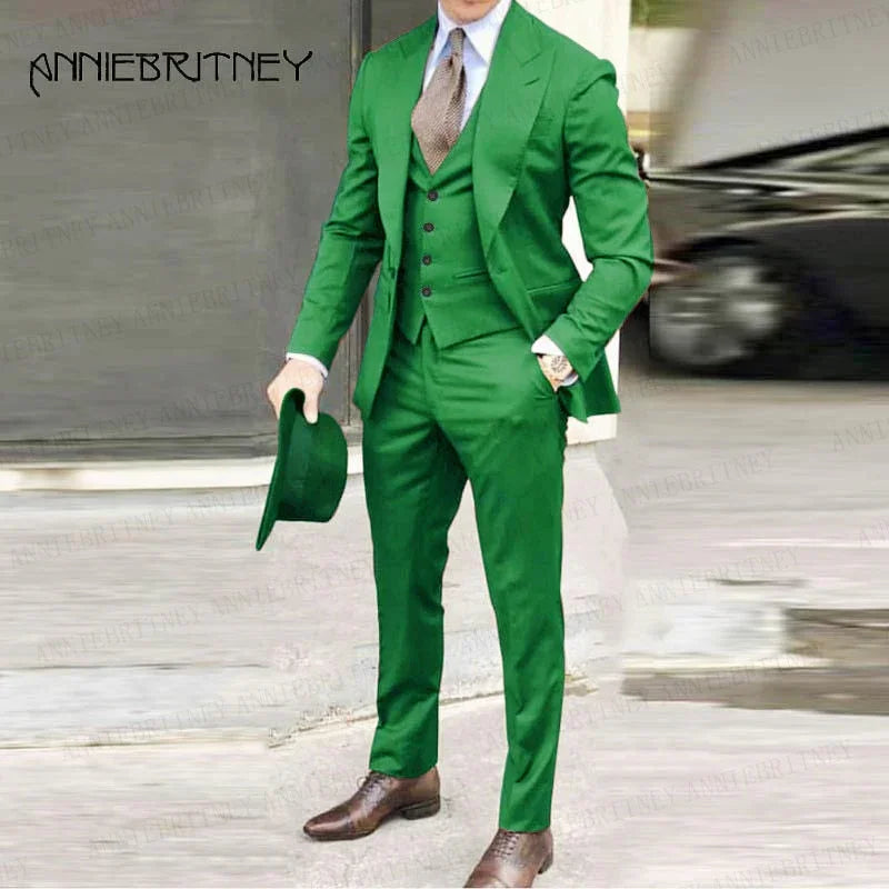 Classic Herrenanzug 3 teilig Smoking Peak Revers Groomsmen Hochzeitsanzüge Set - tif-shop24.de