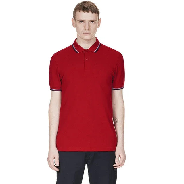 Hochwertiger britischer Weizen New Man Polo 100% Baumwolle FP-Stickerei POLO SHIRT aus reiner Baumwolle  Kurzarmhalbmond | tif-shop24.de