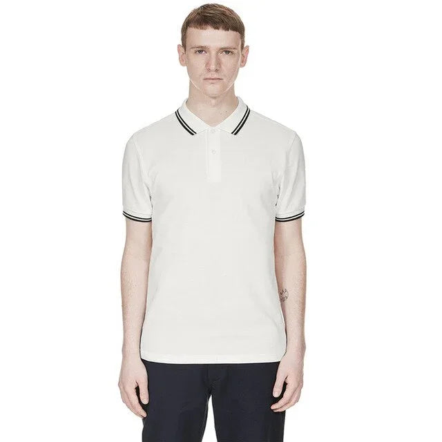 Hochwertiger britischer Weizen New Man Polo 100% Baumwolle FP-Stickerei POLO SHIRT aus reiner Baumwolle Kurzarmhalbmond - tif-shop24.de