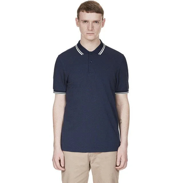 Hochwertiger britischer Weizen New Man Polo 100% Baumwolle FP-Stickerei POLO SHIRT aus reiner Baumwolle  Kurzarmhalbmond | tif-shop24.de