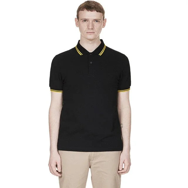 Hochwertiger britischer Weizen New Man Polo 100% Baumwolle FP-Stickerei POLO SHIRT aus reiner Baumwolle Kurzarmhalbmond - tif-shop24.de