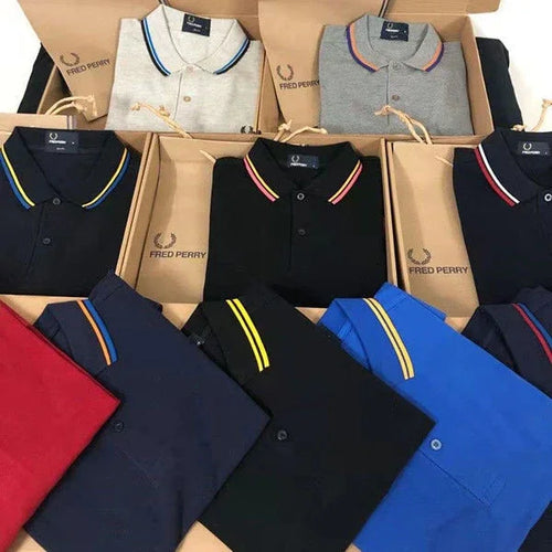 Hochwertiger britischer Weizen New Man Polo 100% Baumwolle FP-Stickerei POLO SHIRT aus reiner Baumwolle Kurzarmhalbmond - tif-shop24.de