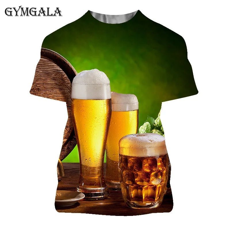 Bier 3D-bedrucktes T-Shirt Spaß und interessante Neuheit 3D-bedrucktes T-Shirt Kurzarm-Oberteil - tif-shop24.de