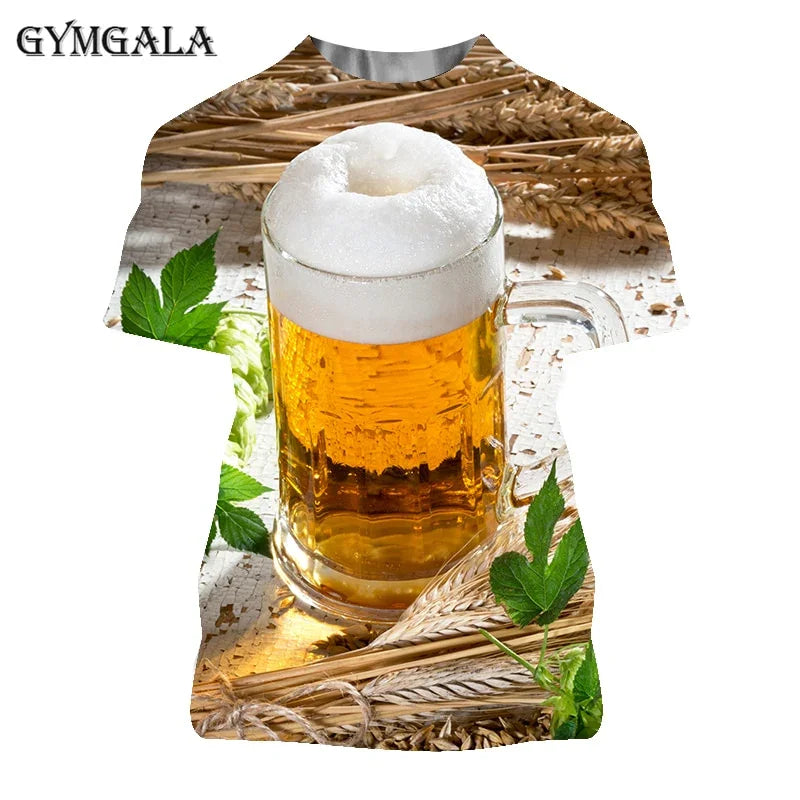 Bier 3D-bedrucktes T-Shirt Spaß und interessante Neuheit 3D-bedrucktes T-Shirt Kurzarm-Oberteil - tif-shop24.de