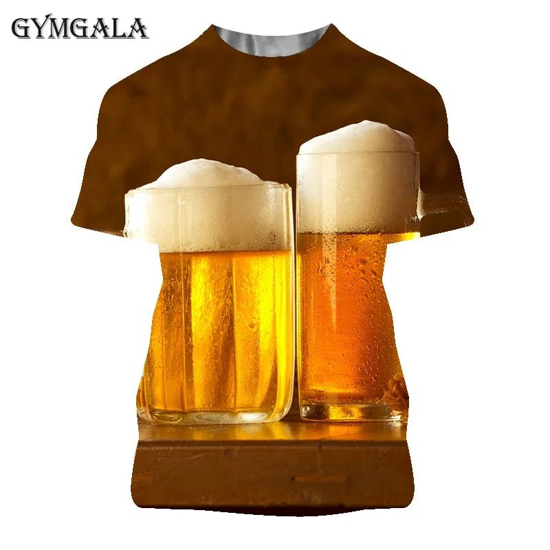 Bier 3D-bedrucktes T-Shirt Spaß und interessante Neuheit 3D-bedrucktes T-Shirt Kurzarm-Oberteil | tif-shop24.de