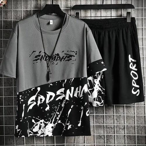 Shorts Set Sommer Mode Fitness Anzug Mode Druck T-Shirt + Shorts Sportkleidungen 2 Stück Sets  Jogger Trainingsanzug | tif-shop24.de