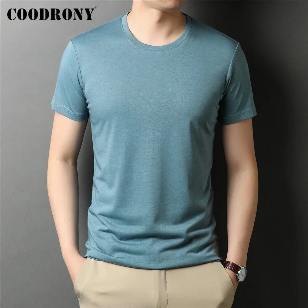 COODRONY Marke Hohe Qualität Sommer Cool Top Tees Klassische Reine Farbe Mode Lässig Oansatz Kurzarm Baumwolle T-shirt C5196S96 - tif-shop24.de