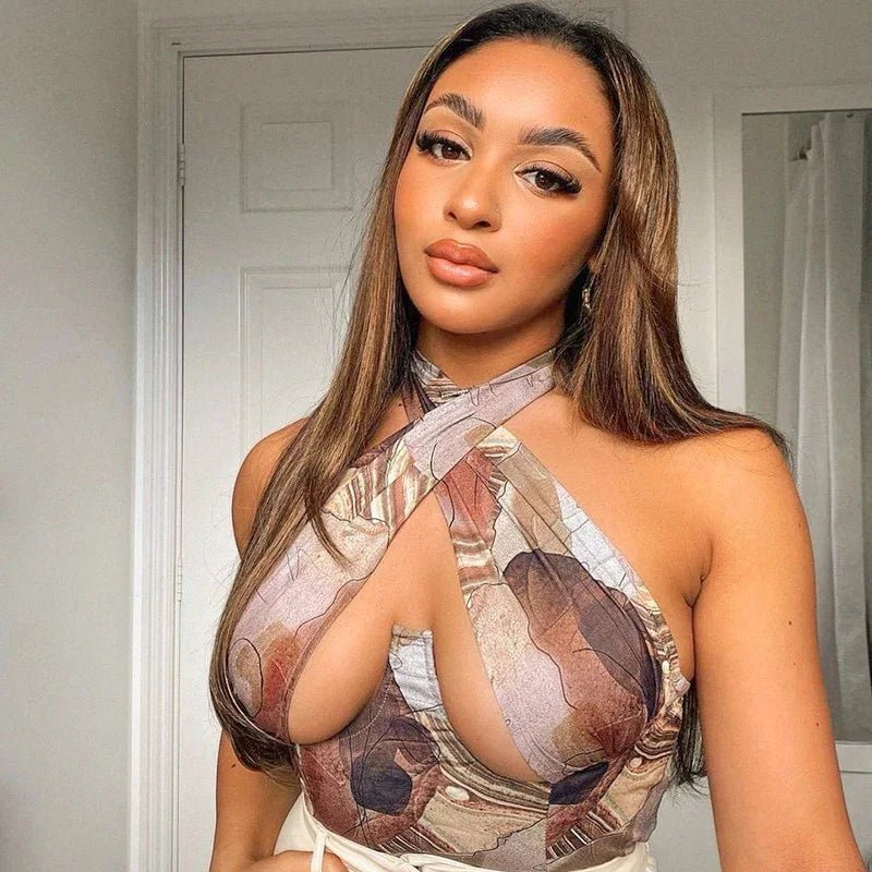 wsevypo Sexy Cutout Front Tank Tops Sommer Neue Backless Crisscross Halfter Crop Tops Party Club Streetwear Schlanke Weste - tif-shop24.de