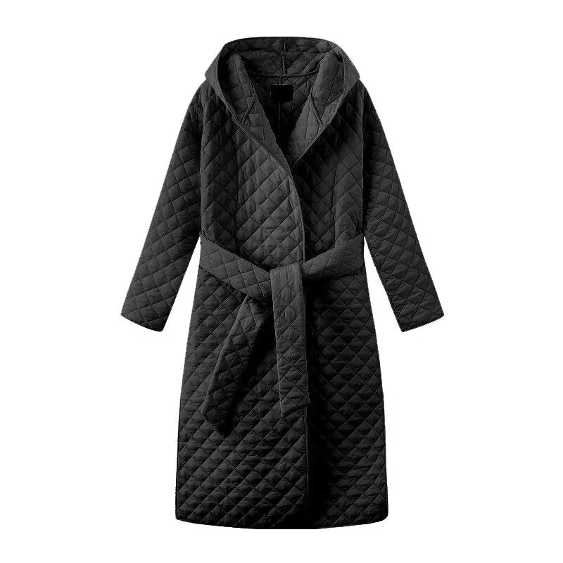 Toppies stilvolle Damen Parkas mit Schärpen Argyle Muster Kapuzenmantel Casual Tiefe Taschen maßgeschneiderte Kragen Oberbekleidung | tif-shop24.de