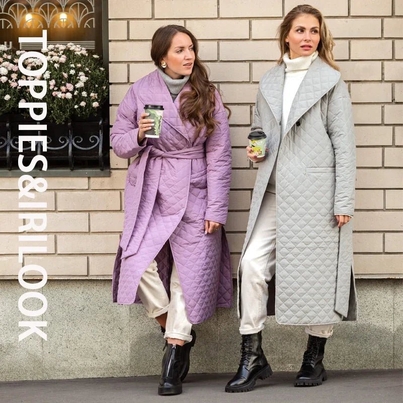 Toppies stilvolle Damen Parkas mit Schärpen Argyle Muster Kapuzenmantel Casual Tiefe Taschen maßgeschneiderte Kragen Oberbekleidung | tif-shop24.de