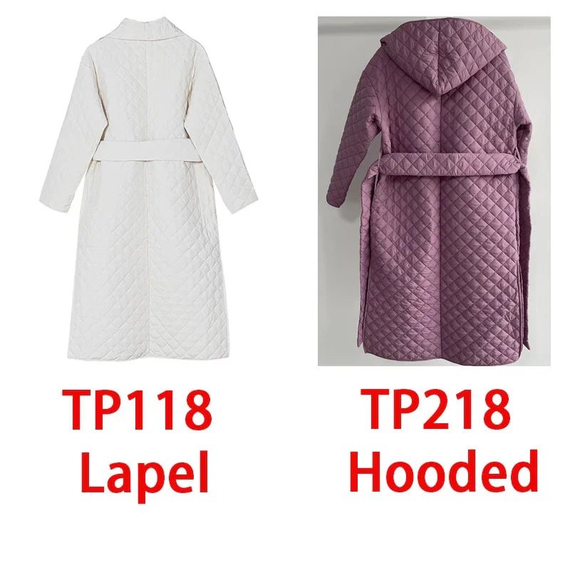 Toppies stilvolle Damen Parkas mit Schärpen Argyle Muster Kapuzenmantel Casual Tiefe Taschen maßgeschneiderte Kragen Oberbekleidung | tif-shop24.de