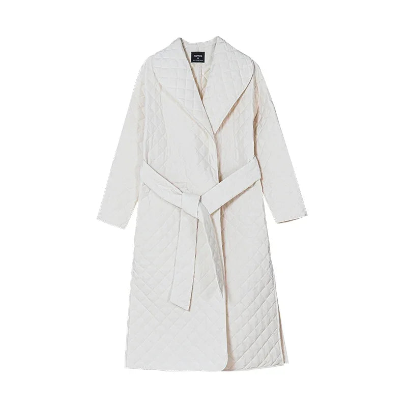 Toppies stilvolle Damen Parkas mit Schärpen Argyle Muster Kapuzenmantel Casual Tiefe Taschen maßgeschneiderte Kragen Oberbekleidung - tif-shop24.de