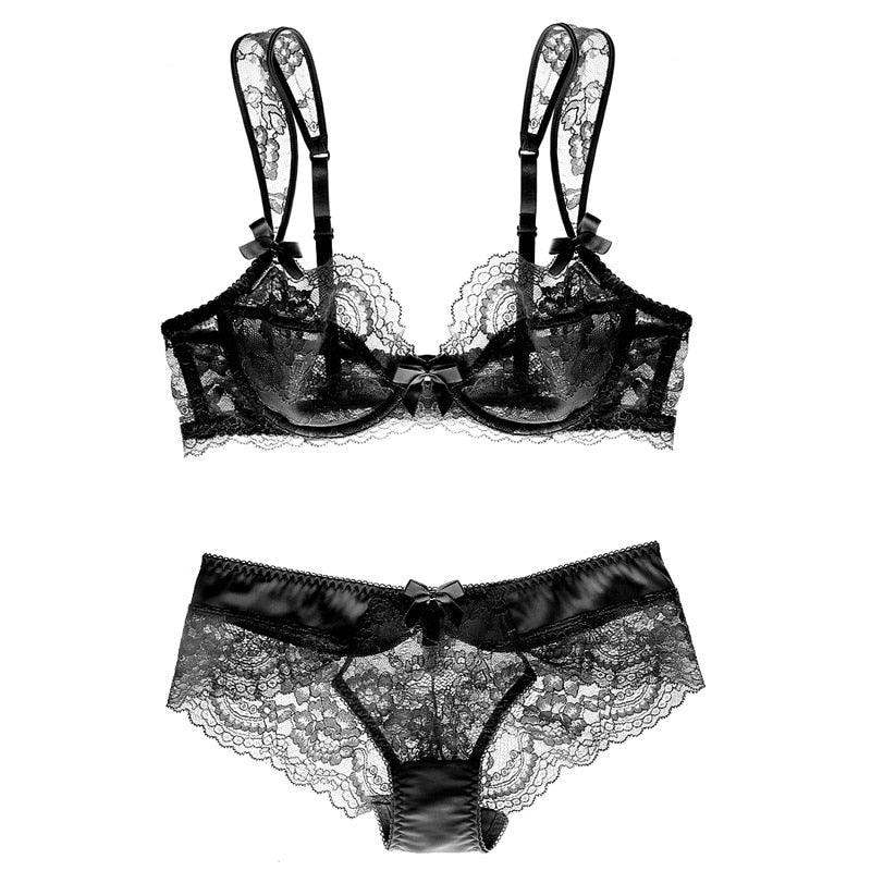 Varsbaby Ultra-dünne Transparente Große Größe Unterwäsche Sexy Floral Bh + Panty Set | tif-shop24.de