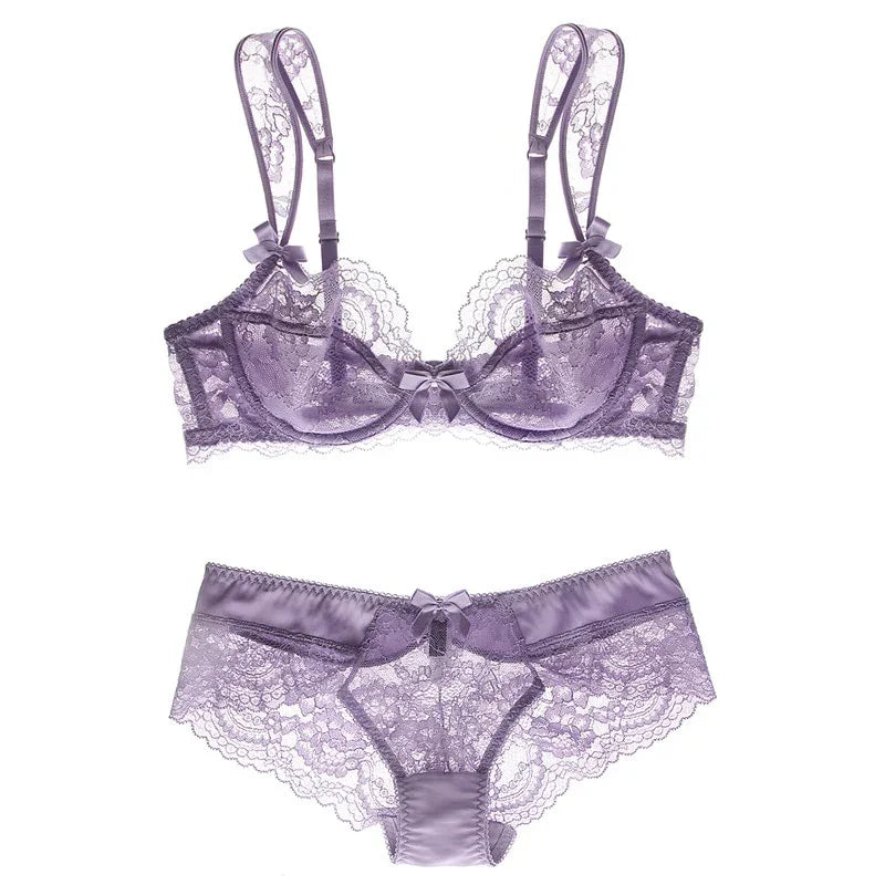 Varsbaby Ultra-dünne Transparente Große Größe Unterwäsche Sexy Floral Bh + Panty Set | tif-shop24.de
