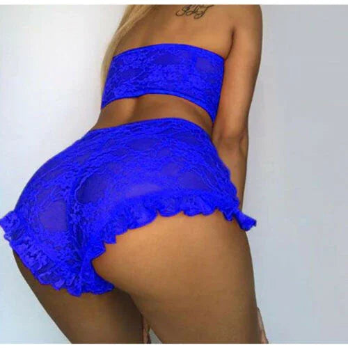 Coldker Sexy Spitze Tüll Dessous Set Rüsche Nachtwäsche Babydoll Sexy Bandeau Unterwäsche Nachtwäsche Exotische Sets - tif-shop24.de