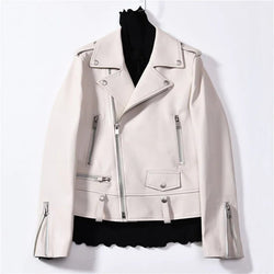 Echtem Leder Jacke Mode Echtem Schaffell Mantel Niet Motorrad Biker Jacke - tif-shop24.de