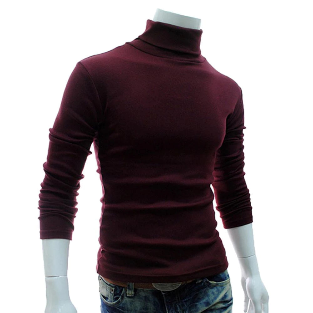 Modische Einfarbig Langarm Rollkragenpullover Warmer Strickpullover tif-shop24.de